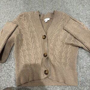 Cable Knit Button-Up Cardigan Sweater